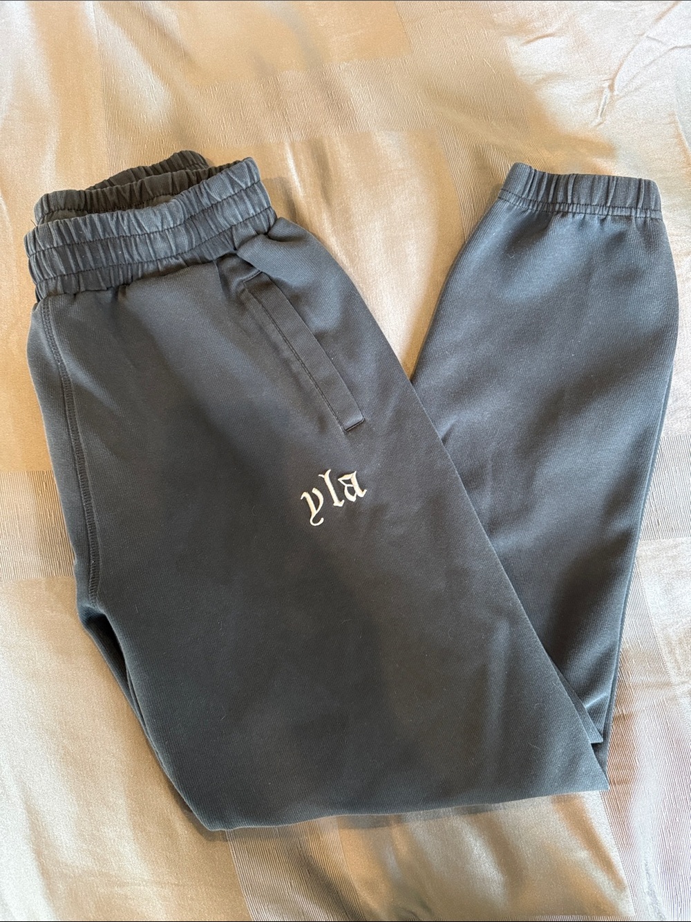 YoungLA Black Jogger Sweatpants with White Logo